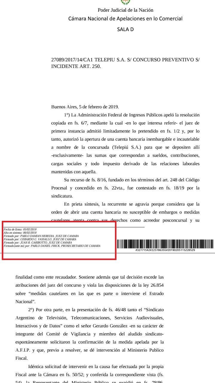 Fallo contra los trabajadores.
