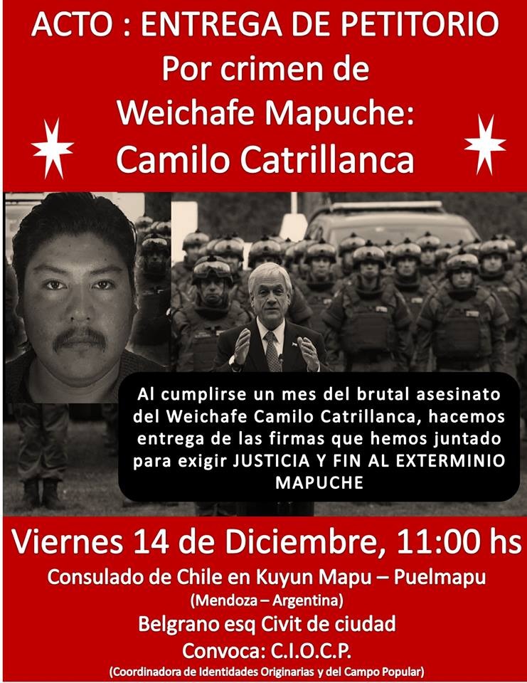 Acto: Entrega de petitorio al gobierno chileno.