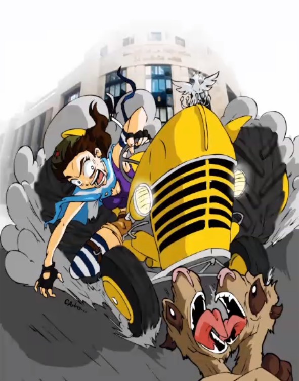 Anita enojada con las surikatas.