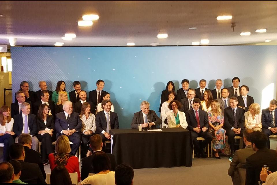 El Gabinete completo del Presidente Alberto Fernández.