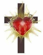 Corazón en la cruz con corona de espinas