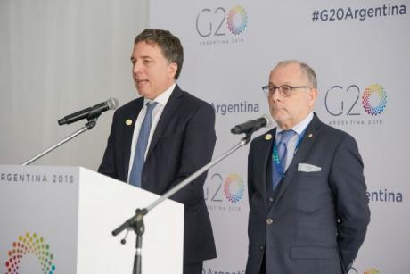 El Ministro Dujovne y el Canciller Faurie, en una rueda de prensa finalizando le G20.