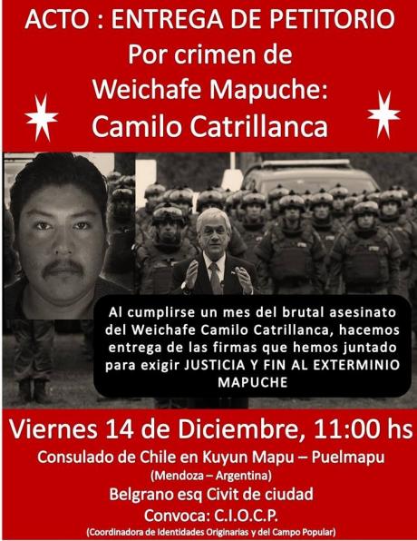 Acto: Entrega de petitorio al gobierno chileno.